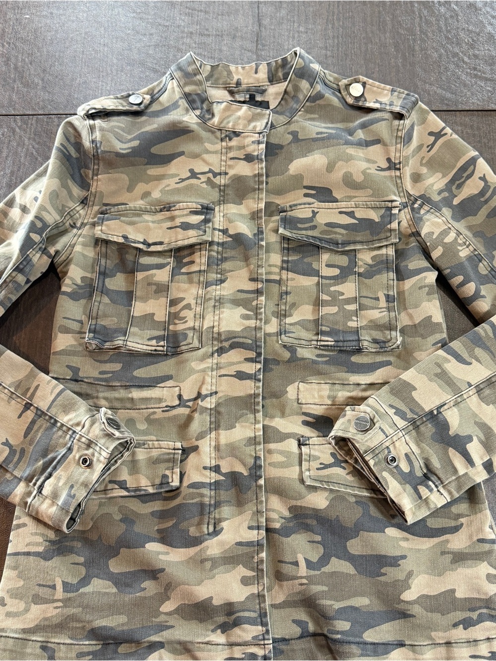Sanctuary Women's Camo Utility Jacket - Green/Brown Camouflage Sz S